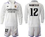 2022-2023 Real Madrid club #12 MARCELO white long sleeves soccer jersey home