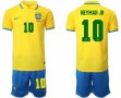 2022 World Cup Brazil team #10 NEYMAR JR yellow blue soccer jersey home