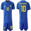 2018 World Cup Sweden #10 IBRAHIMOVIC blue soccer jersey away