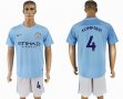 2017-2018 Manchester City #4 KOMPANY skyblue white soccer jersey home