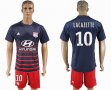 2017-2018 Olympique Lyonnais club #10 LACAZETTE blue red soccer jersey away
