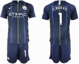 2018-2019 Manchester City #1 C.BRAVO club blue soccer jersey away