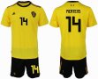 2018 World cup Belgium #14 MERTENS yellow soccer jersey away