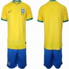 2022 World Cup Brazil team yellow blue soccer jersey home-HQ