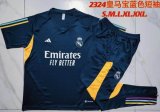 2023-2024 Real Madrid club Polo blue soccer uniforms with long shorts C1073