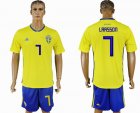 2018 World Cup Sweden team #7 LARSSON yellow soccer jersey home